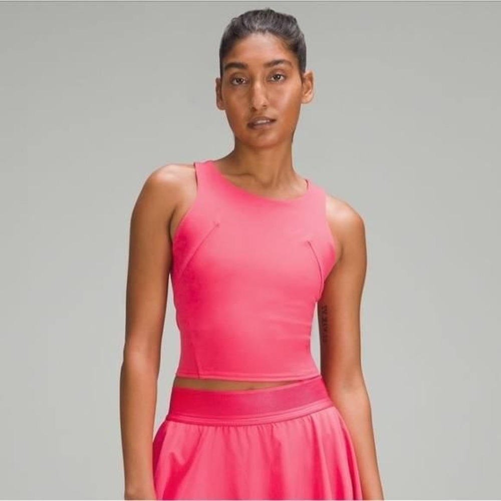 Lululemon Invigorate Training‎ Tank Top Womens 4 Pink High Neck Cropped LW1EM8S